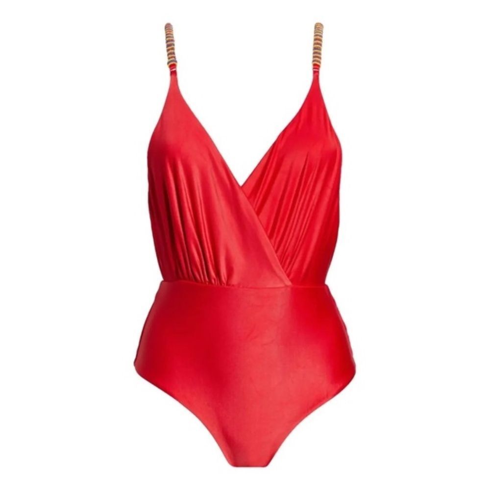 FARM Rio Red One-Piece Swimsuit with Beaded Straps - Picture 3 of 8